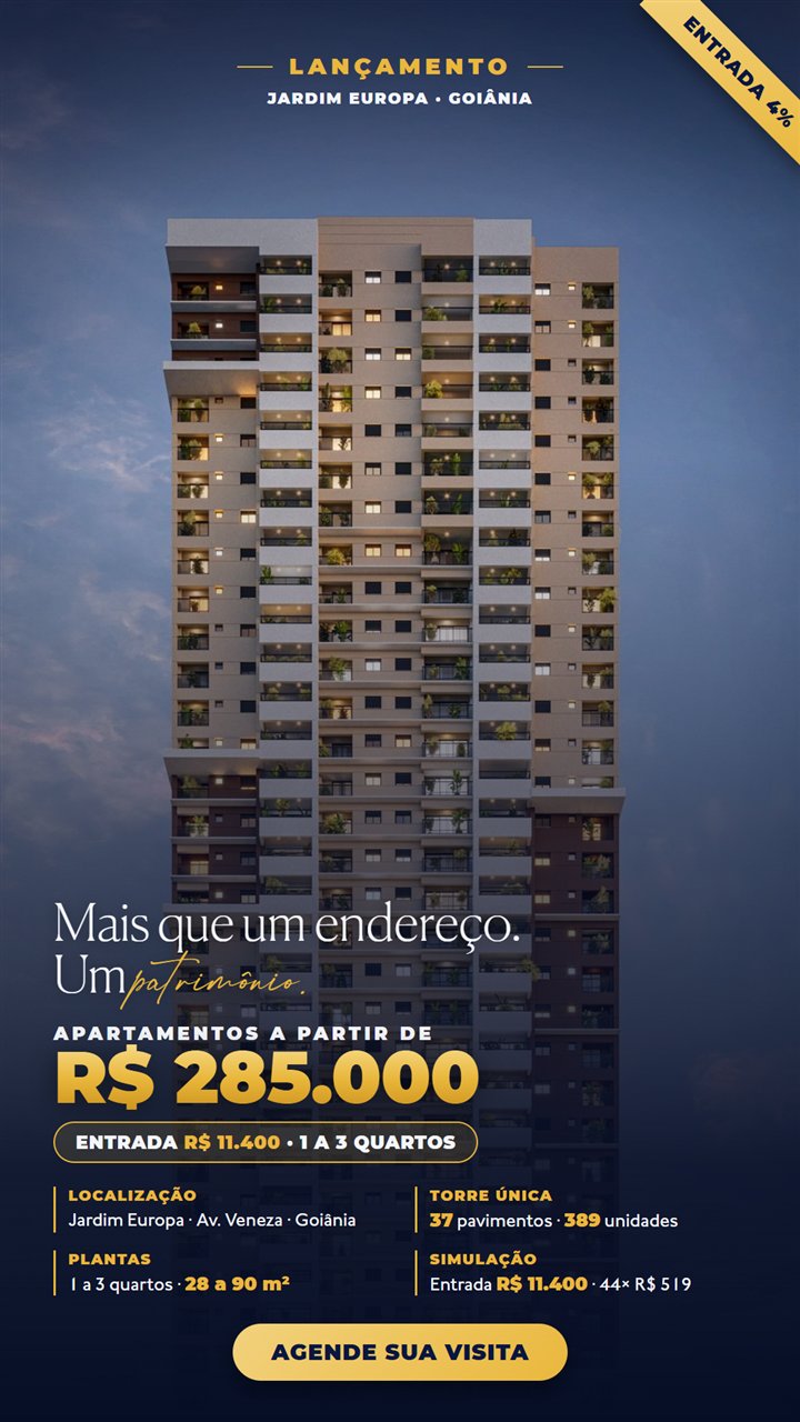 Criativo real de campanha de lançamento imobiliário