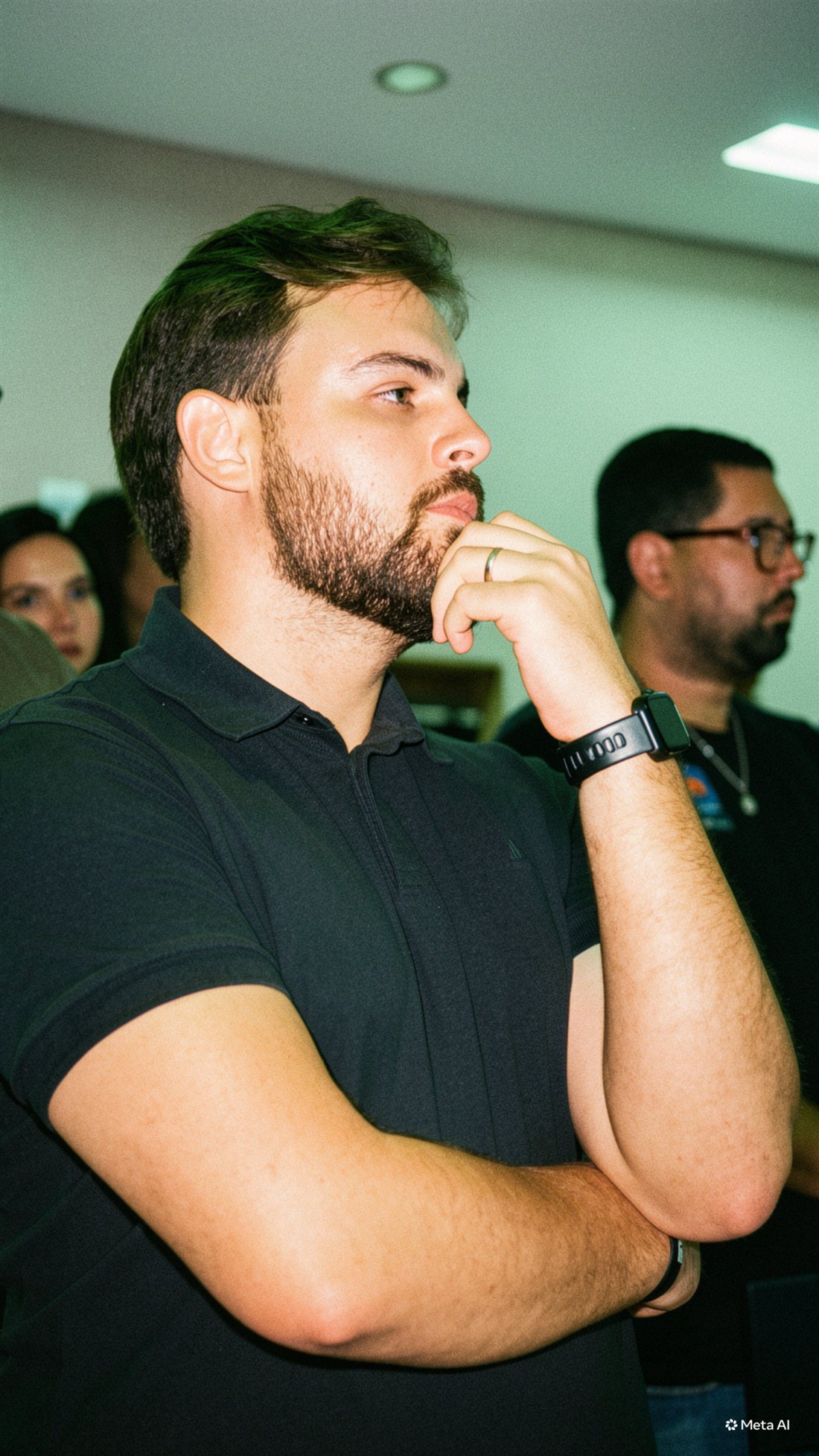 Daniel Ethan atento durante um evento do setor